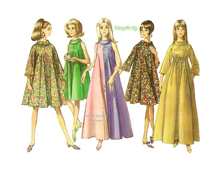 1960s Trapeze Dress Pattern, Simplicity 6794, Mod Tent Dress, Uncut
