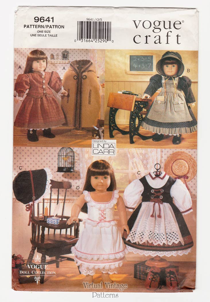 18 Inch Doll Clothes Pattern Vogue Doll Collection 9641 602 Early American Outfits Uncut