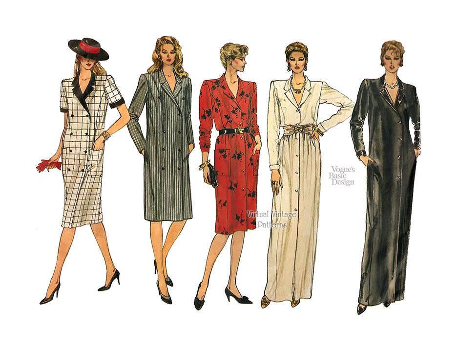 Vintage Coat Dress Pattern, Vogues Basic Design 1178, Bust 34, Uncut