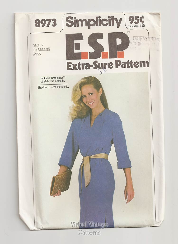Womens Pullover Dress Pattern, Simplicity 8973, Stretch Knits Only, Size 14 16 18, Uncut