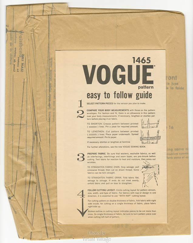 1960s Vogue Couturier 1465, Sleeveless Dress Pattern, Michael of London, Bust 36, Uncut