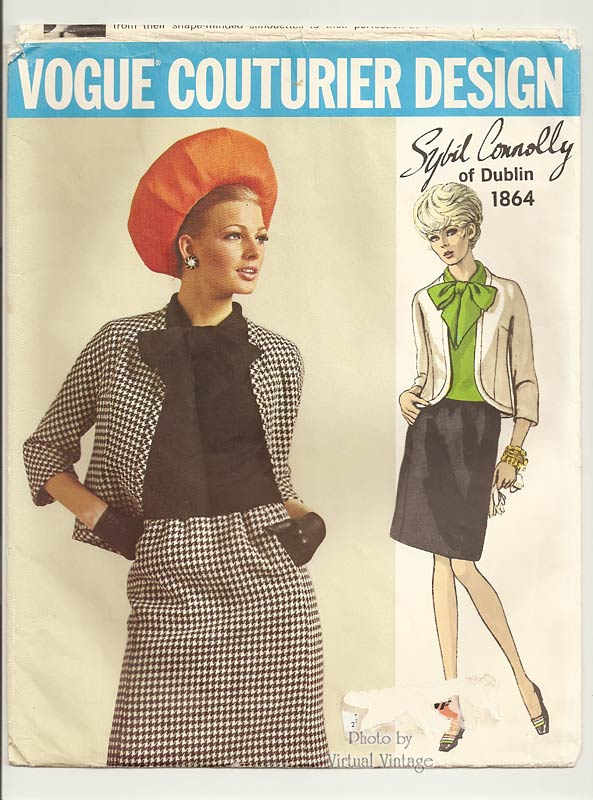 Sybil Connolly Vogue Couturier 1864, 1960s Womens Suit Pattern, Bust 38, Uncut