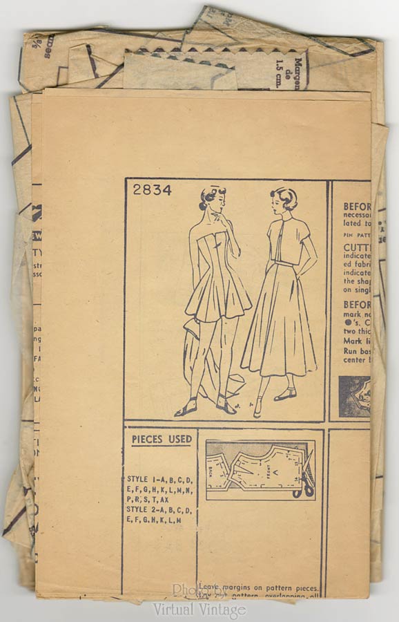1940s Swimsuit Pattern, Simplicity 2834, Vintage Bathing Suit with Skirt & Bolero Jacket
