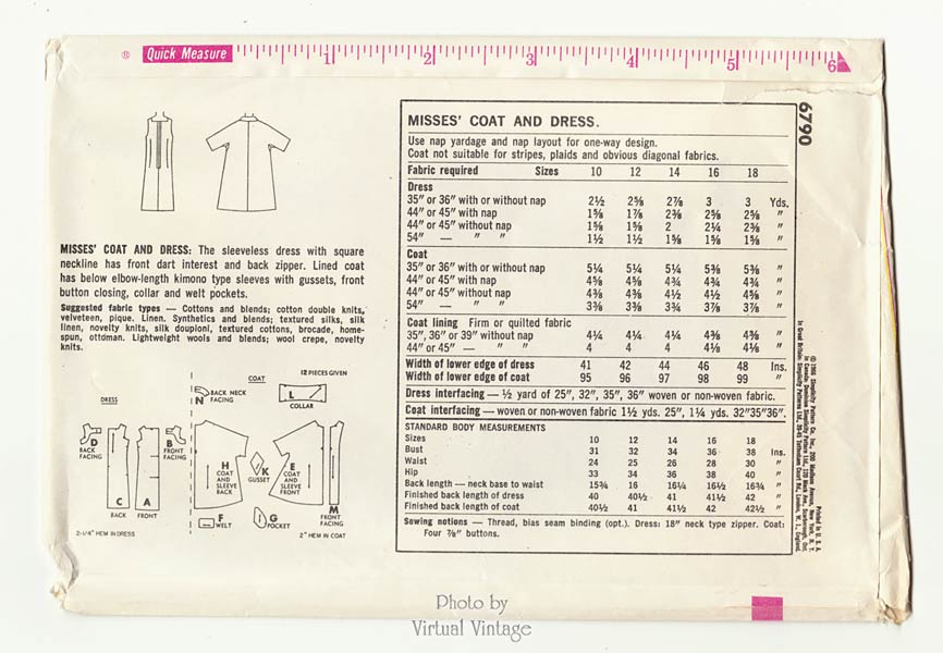 60s Trapeze Coat Pattern with Shift Dress, Simplicity 6790, Vintage Sewing Patterns, Uncut