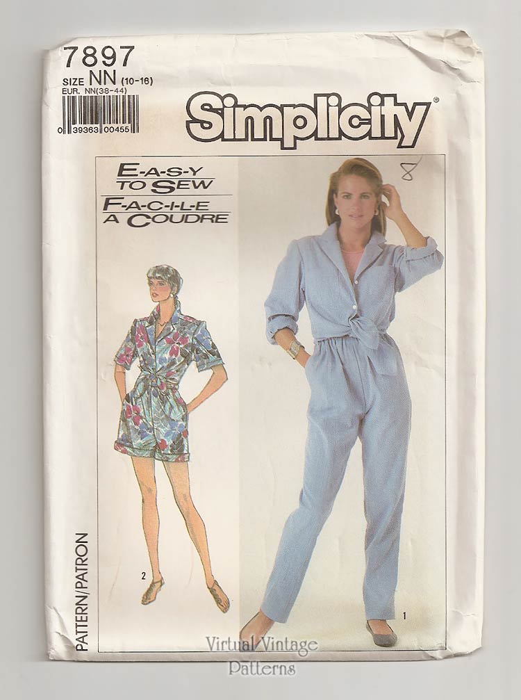 Womens Easy Romper Pattern, Simplicity 7897, Jumpsuit & Romper, Size 10 to 16, Uncut
