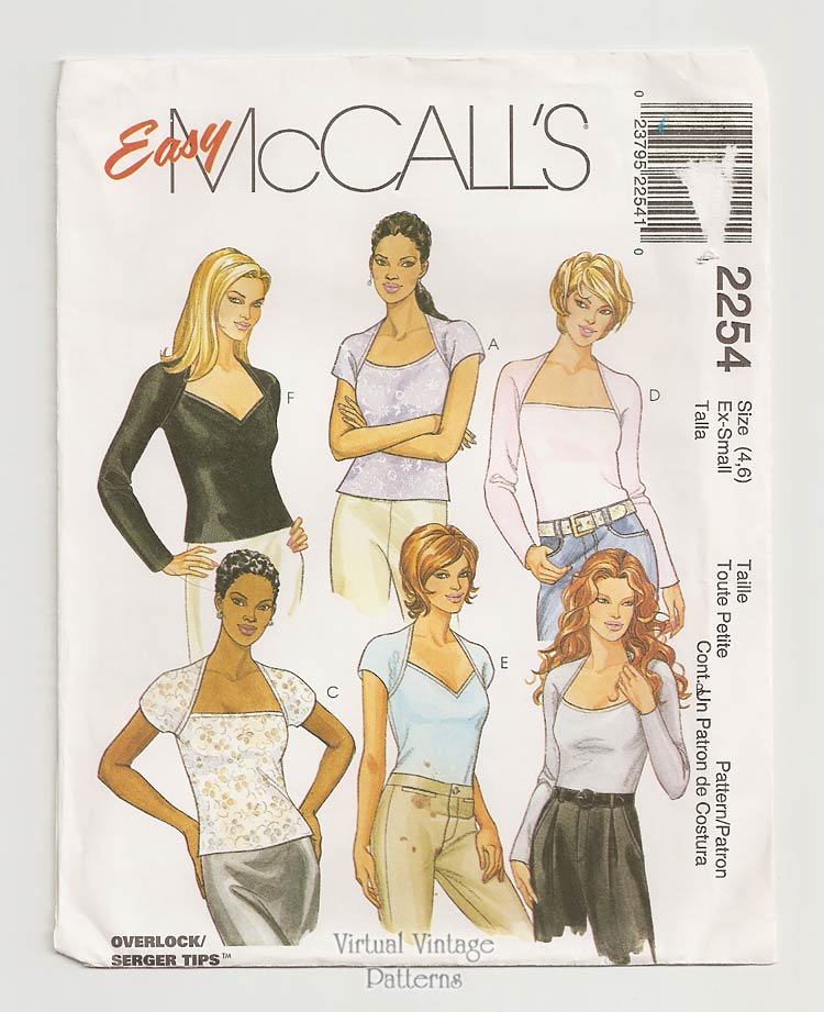 Womens Low Cut Top Pattern, McCalls 2254, Stretch Knits, Easy Sewing