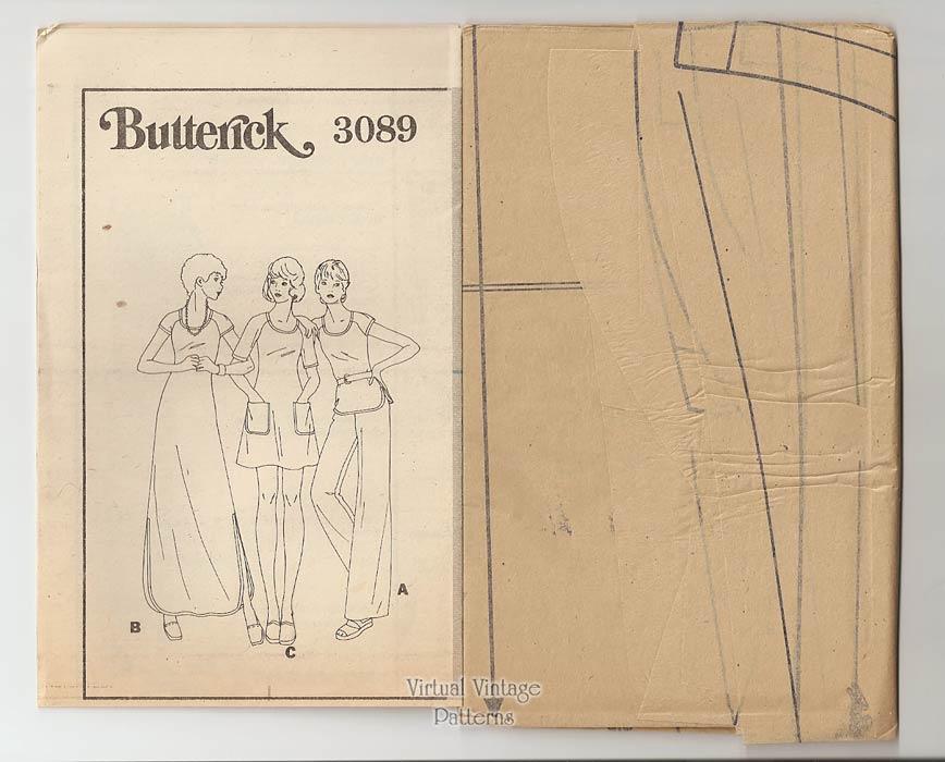 Knit Mini or Maxi Dress Pattern with Top & Pants, Butterick 3089, Bust 36, Uncut