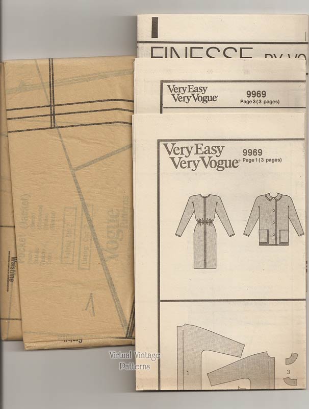 Womens Jacket & Dress Pattern, Very Easy Very Vogue 9969, Uncut