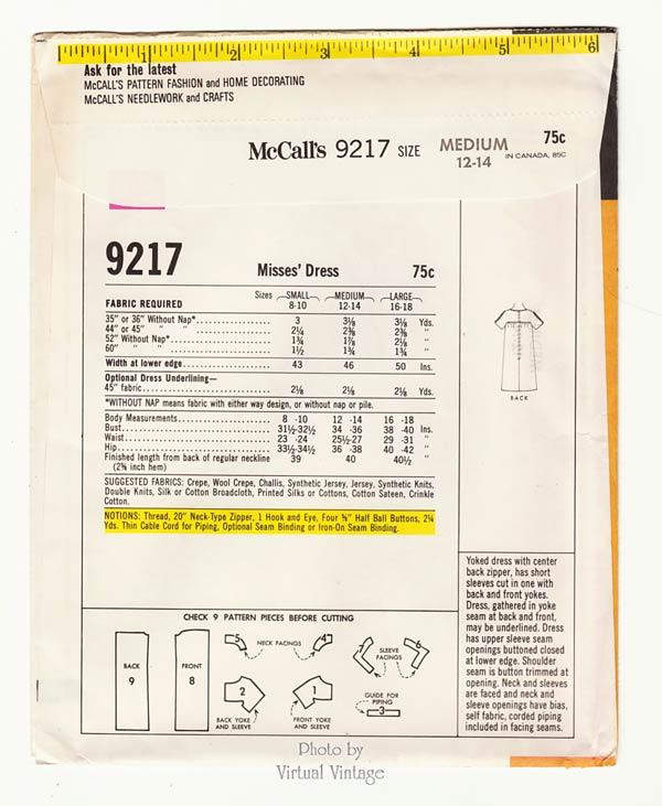 60s Shift Dress Pattern McCalls 9217, Vintage Sewing Pattern Bust 34 36 Uncut