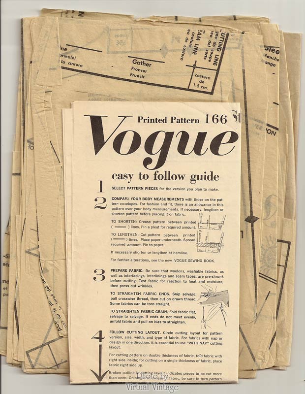 1950s Vogue Couturier Design 166, One Piece Dress Pattern, Bust 36, Uncut