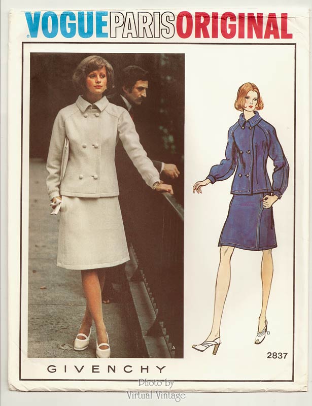 Givenchy Vogue Paris Original 2837, 70s Womens Suit Pattern, Bust 34, Uncut