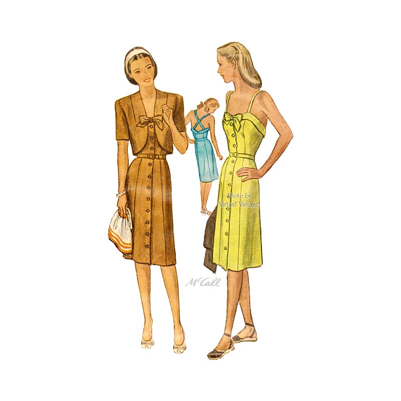 1940s Bolero & Sundress Pattern McCall 5953 Back Criss Cross Dress Vintage Sewing Pattern