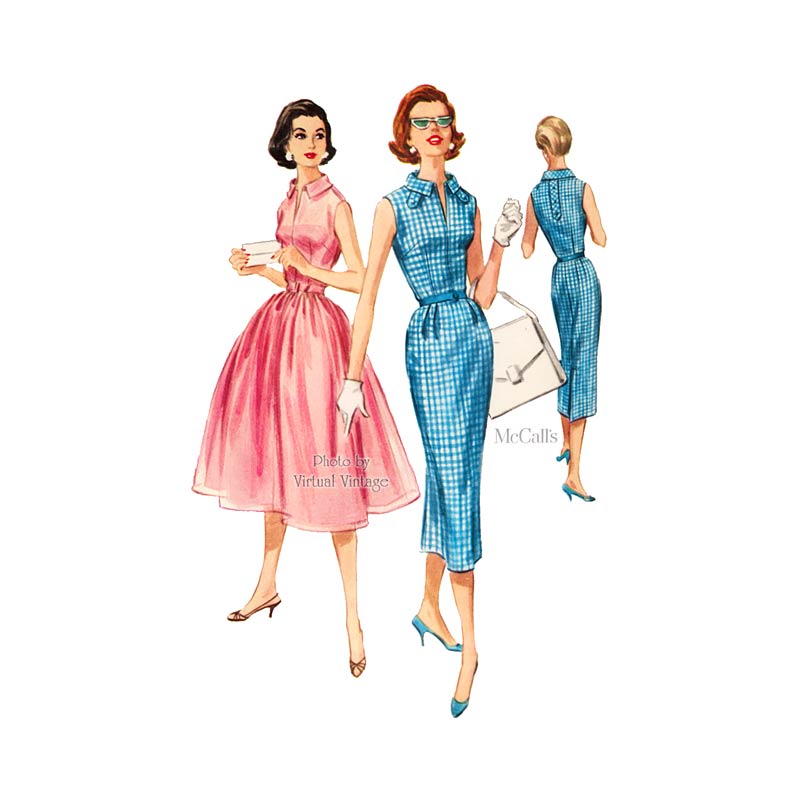 1950s Rockabilly Dress Pattern McCalls 4115, Full Skirt or Wiggle Dress, Bust 34 Uncut