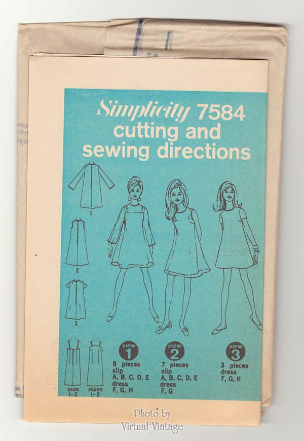 1960s Mod Mini Tent Dress Pattern Simplicity 7584 Bust 36 Uncut Vintage Sewing Pattern