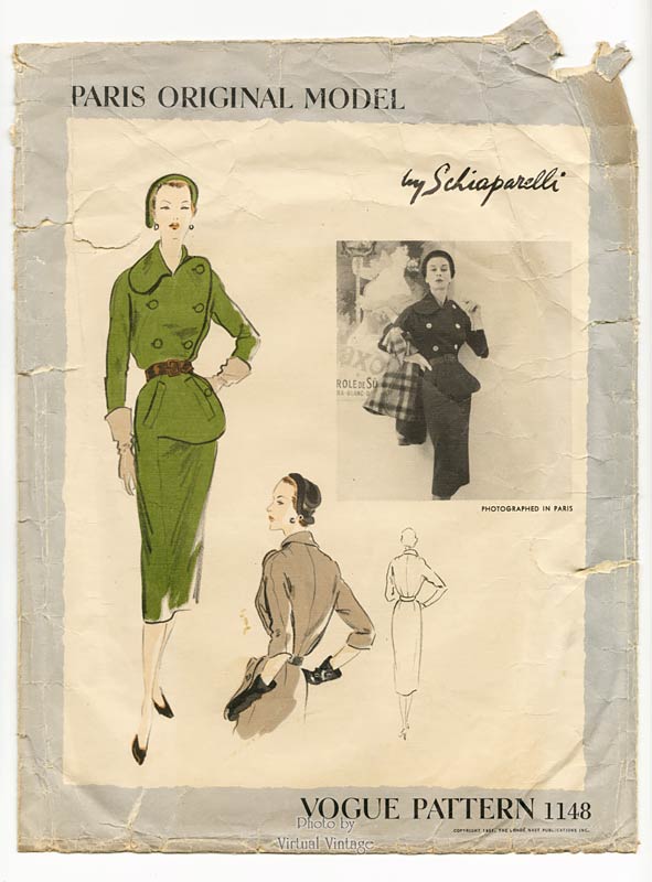 Schiaparelli Dress Pattern Vogue Paris Original 1148 1950s Vintage Sewing Pattern