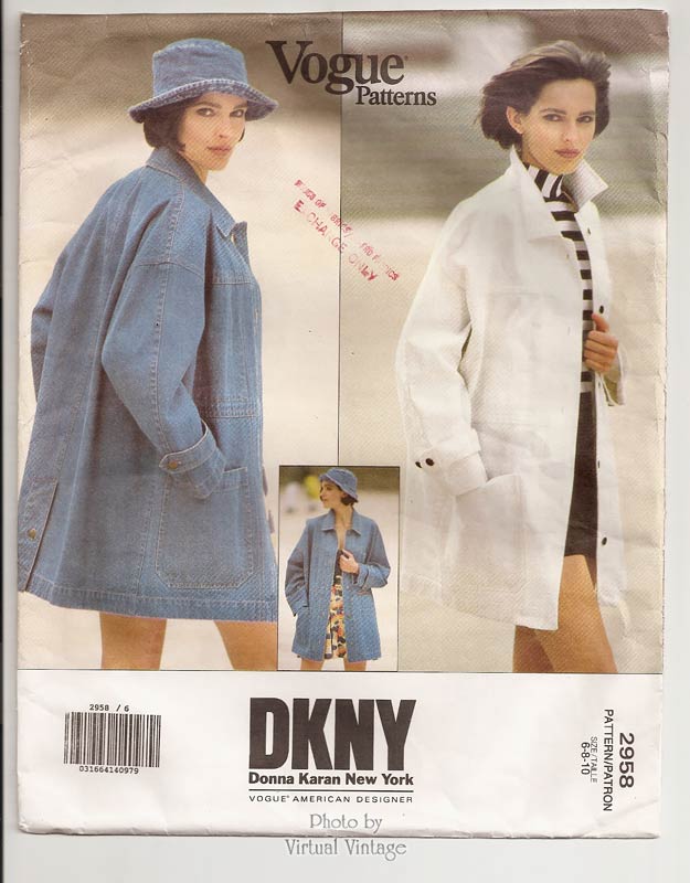 Womens Oversized Denim Jacket Pattern, Vogue 2958, DKNY Jacket