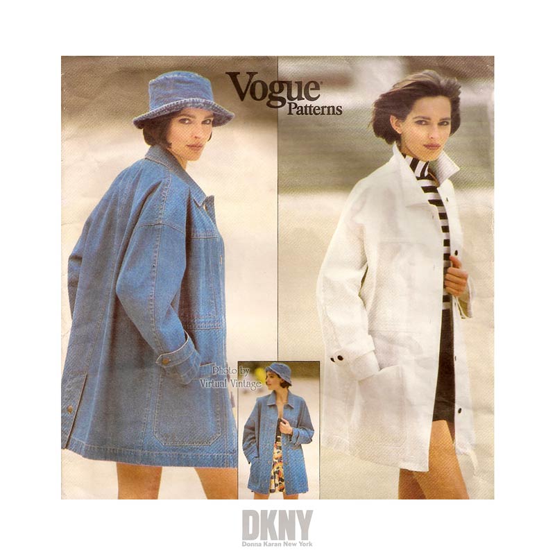 Womens Oversized Denim Jacket Pattern, Vogue 2958, DKNY Jacket Sewing Pattern, Sizes 6, 8, 10