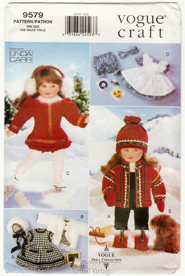 18” Doll Clothes Pattern, Vogue Craft 9579, Winter Wardrobe, Uncut