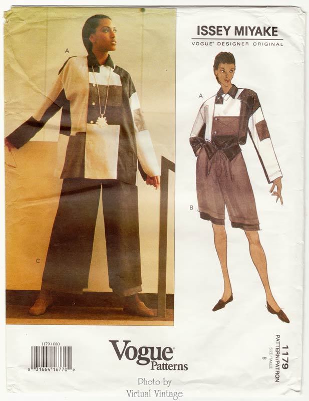 Issey Miyake Pattern Vogue 1179, Color Block Blouse with Shorts & Pants, Uncut