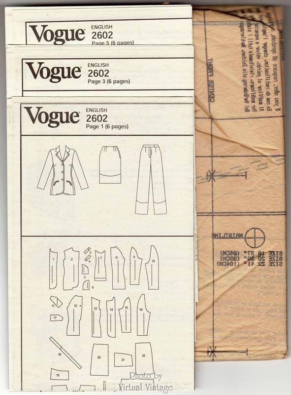 Vogue 2602, Plus Size Sewing Patterns, Jacket, Skirt, Pants, Sizes 18 20 22, Uncut