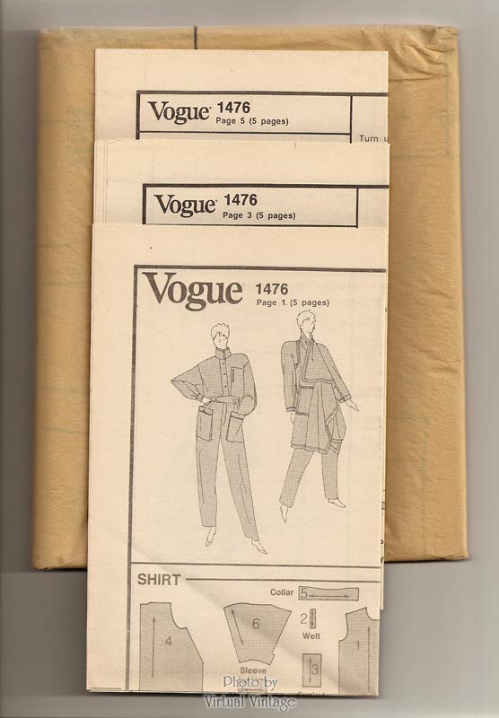 Miyake Vogue Sewing Pattern 1476, Womens Coat, Shirt & Pants Patterns, Uncut