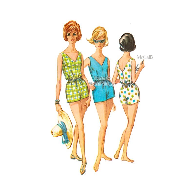 1960s Retro Swimsuit Pattern, McCalls 6289, Womens Bathing Suit, Bust 36, Uncut