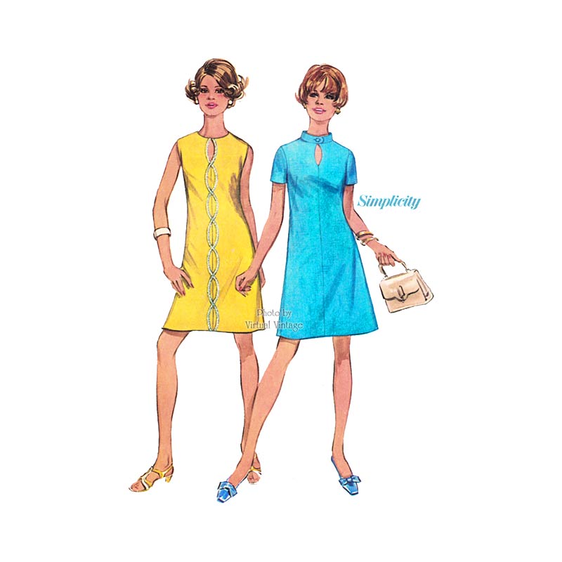 1960s Keyhole A Line Dress Pattern, Simplicity 8136, Bust 34, Uncut