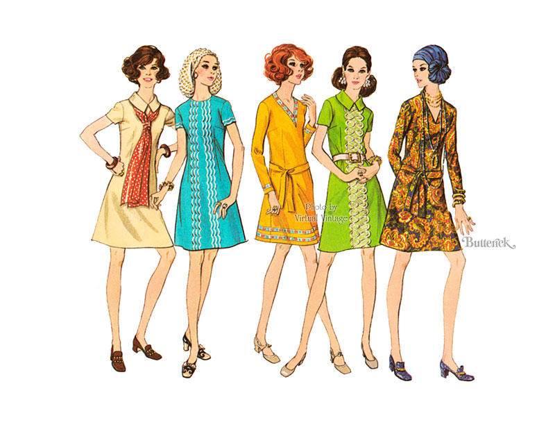 70s A Line Dress Pattern, Butterick 5836, Vintage Sewing Patterns, Bust 41, Uncut