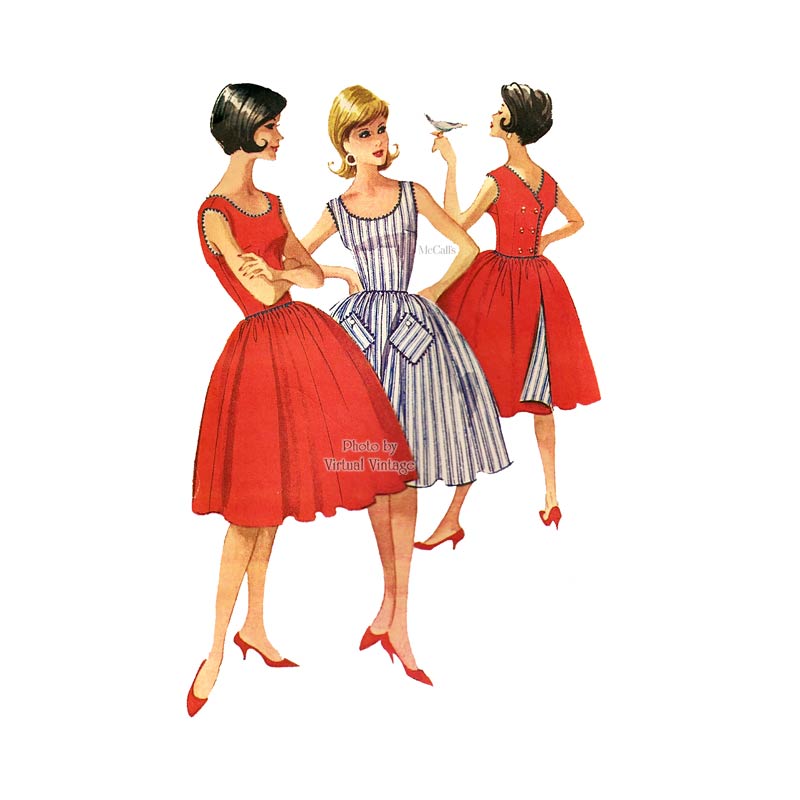 60s Reversible Dress Pattern, McCalls 5861, Back Wrap Sundress Sewing Pattern