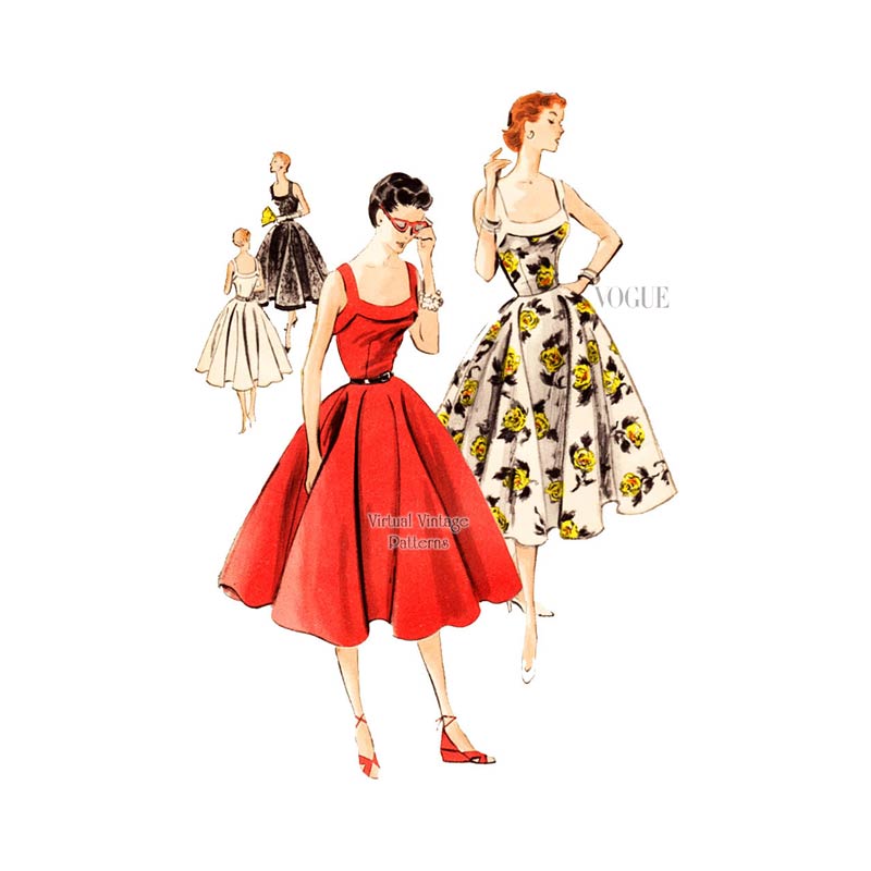 1950s Sundress Pattern, Vogue 7701, Vintage Sewing Pattern, Bust 34