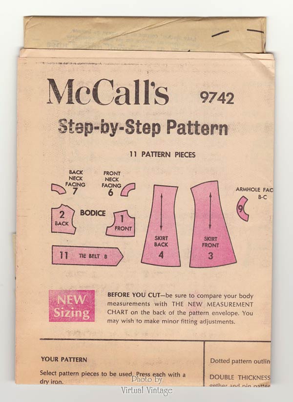 60s Knee Length A Line Dress Pattern, McCalls 9742, Vintage Sewing Patterns, Bust 36 Uncut
