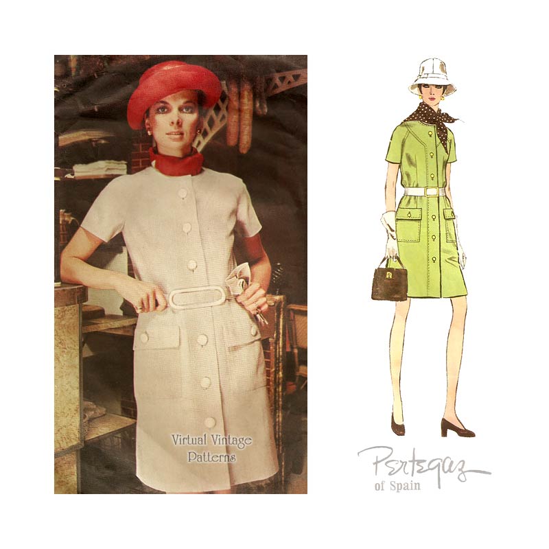 1960s A Line Coat Dress Pattern, Vogue Couturier Design 2226, Bust 34, Vintage Sewing Patterns