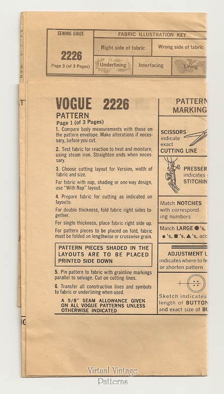 1960s A Line Coat Dress Pattern, Vogue Couturier Design 2226, Bust 34, Vintage Sewing Patterns