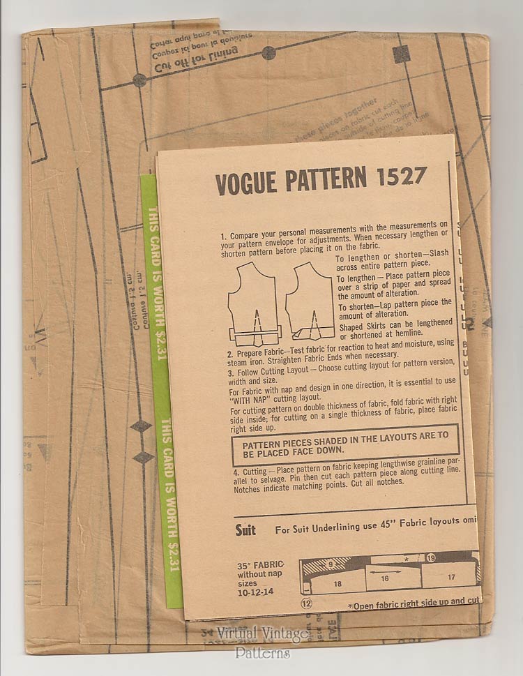 60s Womens Suit Pattern, Vogue Couturier Design 1527, Rodriguez of Madrid, Bust 34, Uncut