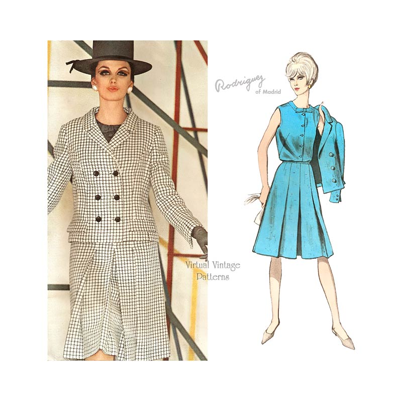 60s Womens Suit Pattern, Vogue Couturier Design 1527, Rodriguez of Madrid, Bust 34, Uncut