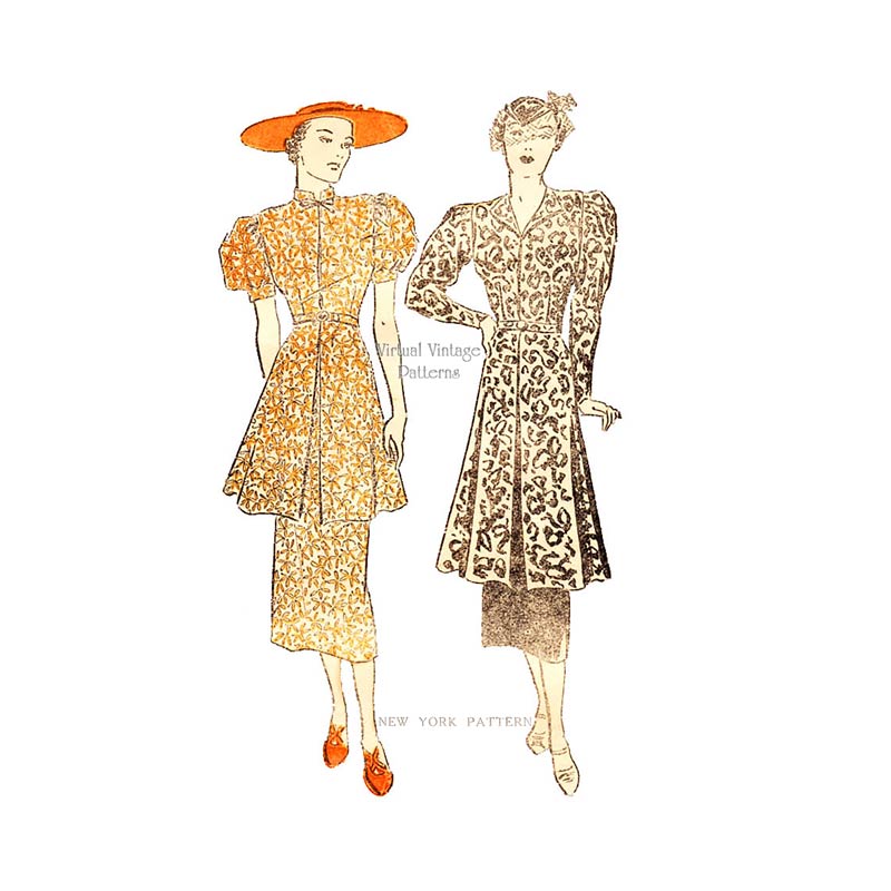 1930s Sewing Pattern, New York 671, 30s Tea Dress, Tunic Blouse & Straight Skirt