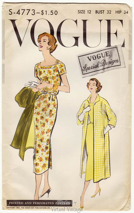 1950s Coat & Sheath Dress Pattern, Vogue Special Design S-4773, Vintage Sewing Patterns Uncut