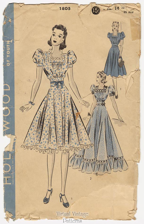 1930s Wedding Gown Pattern, Hollywood 1805, Vintage Dress Sewing Pattern