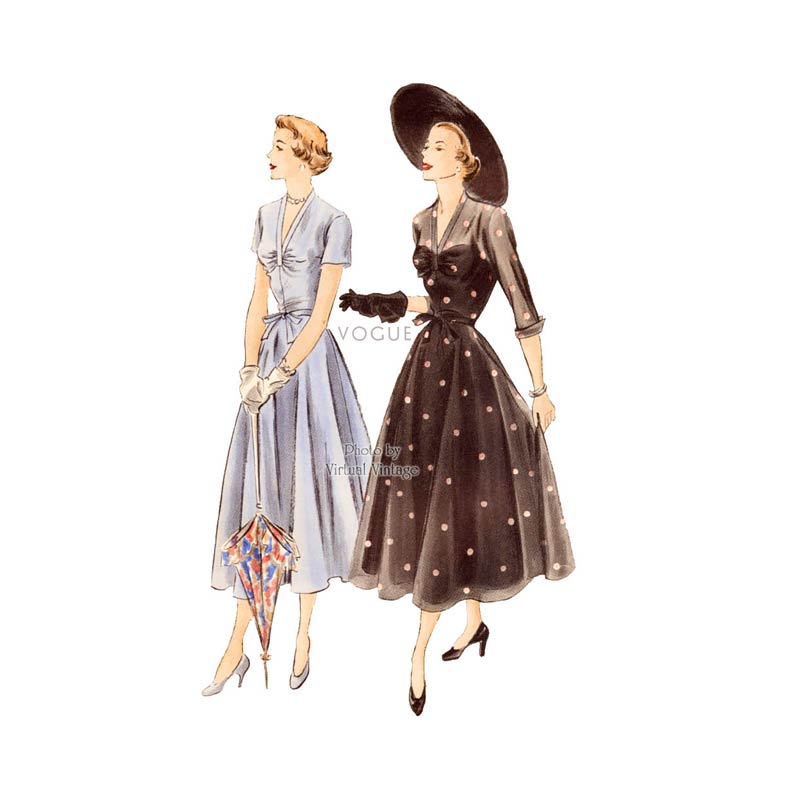 1940s Dress Pattern, Vogue 6757, Vintage Sewing Pattern, Bust 34