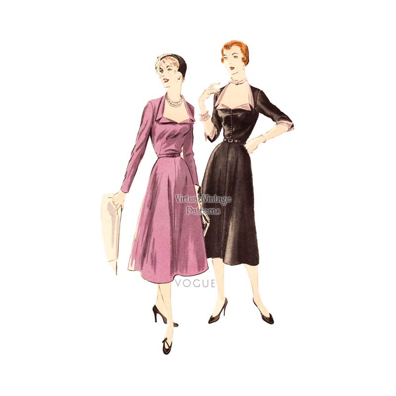 1950s Dress Pattern, Vogue 7152, Easy Sewing Vintage Cocktail Dress, Bust 34