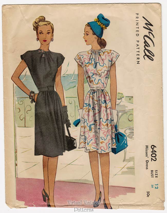 40s Dress Pattern, McCall 6402, Vintage Sewing Patterns