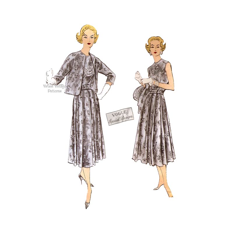 Vogue S-4823, 1950s Sleeveless Dress & Jacket Patterns, Bust 38, Uncut