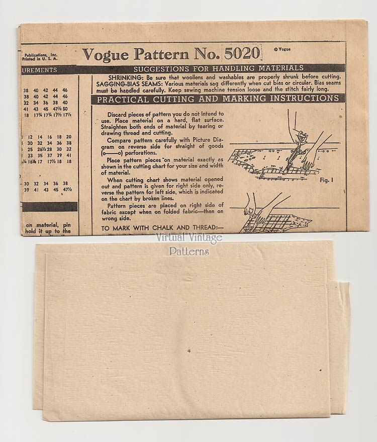 1940s Bow Blouse Pattern, Vogue 5020, Easy Sewing Pattern, Uncut