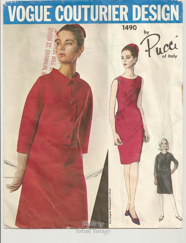 Emilio Pucci Vogue Couturier Design Pattern 1490, Sheath Dress & Jacket Vintage Sewing Patterns