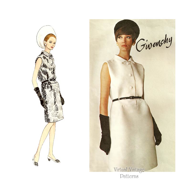 Givenchy Vogue Paris Original 1700, 1960s Sleeveless Dress Pattern, Bust 34