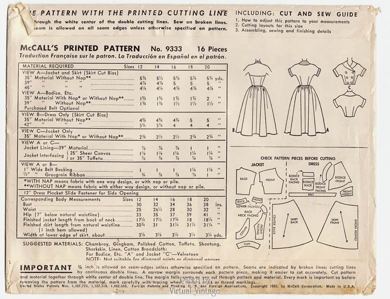 1950s Halter Dress Sewing Pattern, McCalls 9333, Sundress & Jacket, Uncut
