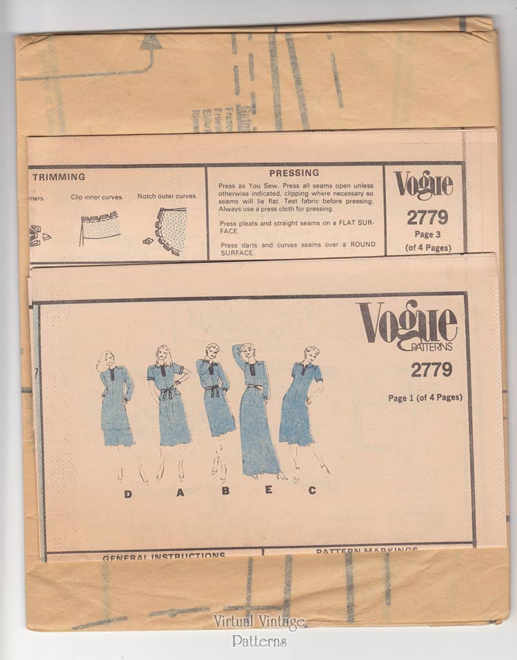 1970s Sewing Patterns, Vogue Basic Design 2779, Dress, Belt, Top, Skirt & Tunic, Bust 36, Uncut
