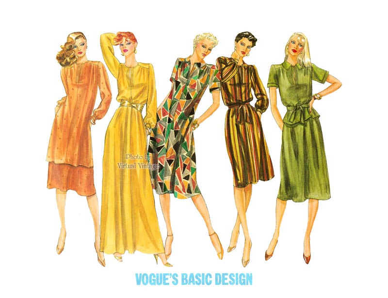 1970s Sewing Patterns, Vogue Basic Design 2779, Dress, Belt, Top, Skirt & Tunic, Bust 36, Uncut