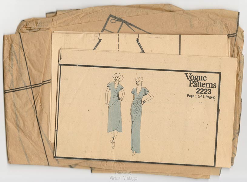 1970s Wrap Dress Pattern, Vogue American Designer 2223, Vintage Sewing