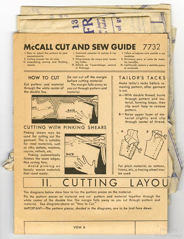 40s Shirt Dress Pattern, McCall 7732, Vintage Sewing Patterns